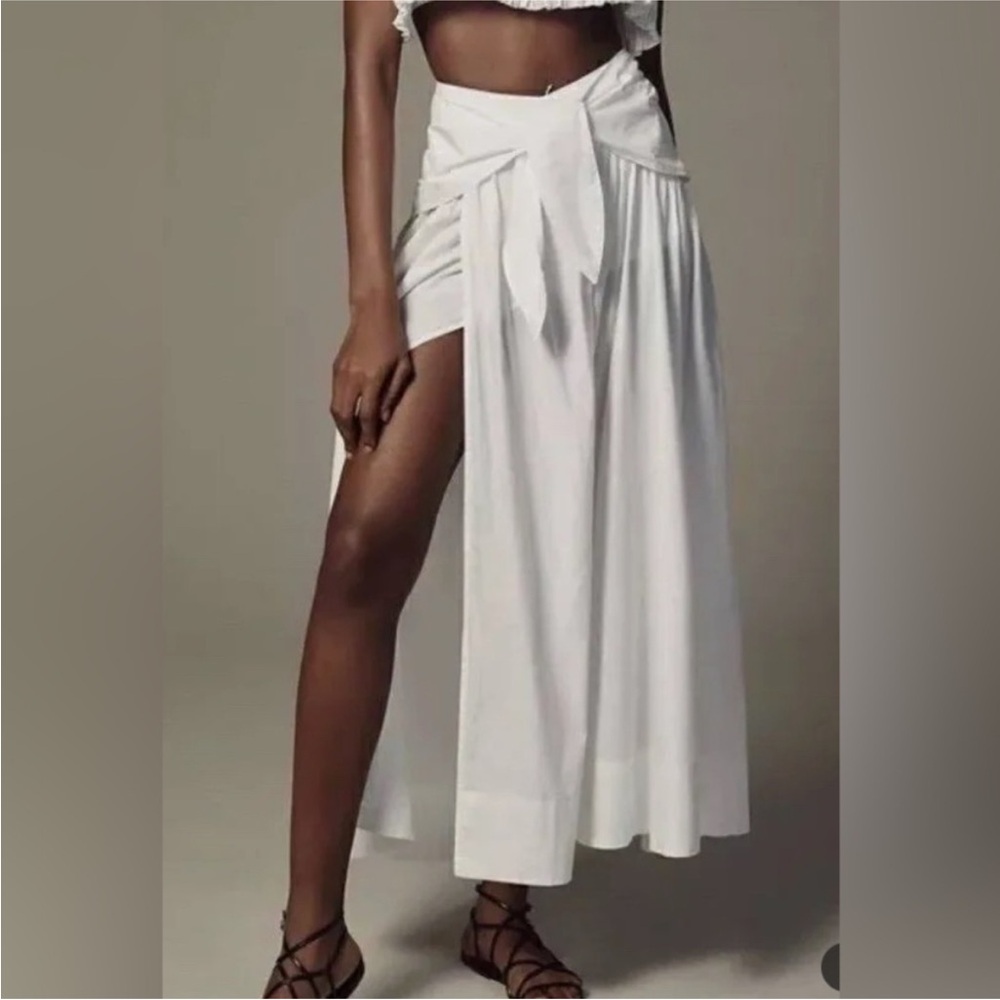Anthropology Chic Asymmetrical White Cotton Skirt